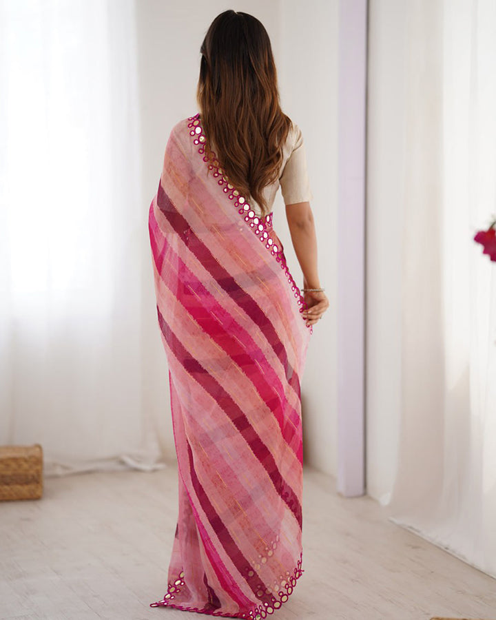 Baby Pink Color Heavy Smooth Chiffon Saree
