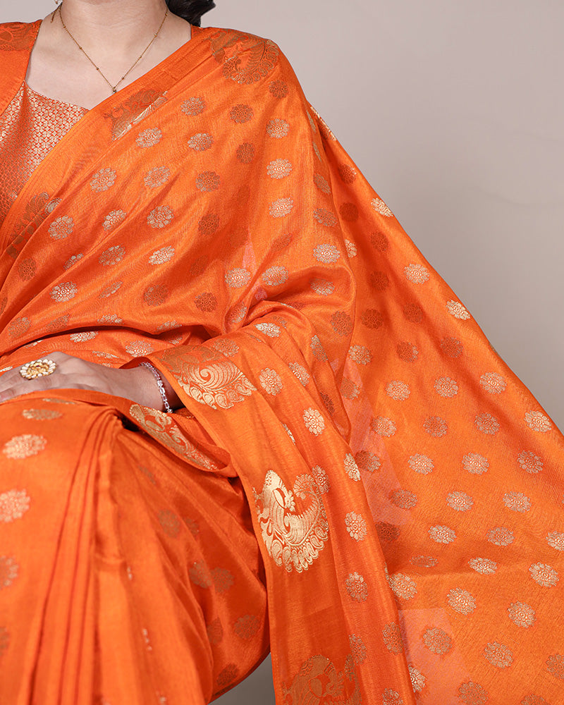 Orange Color Roop Silk Zari Weaving Saree – TANHAI