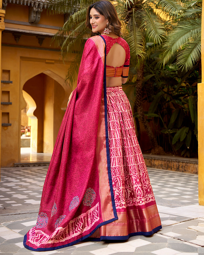 Gajari Color Dola Silk Batik Printed Lehenga Choli