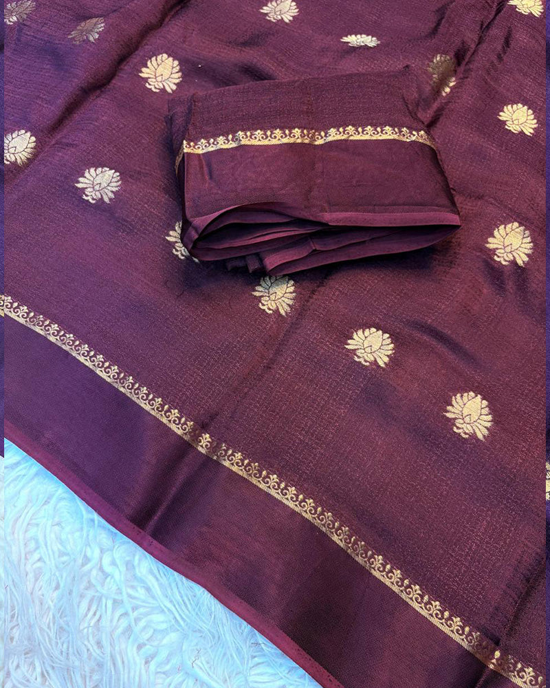 Black Color Viscose Soft Jute Khadi Saree