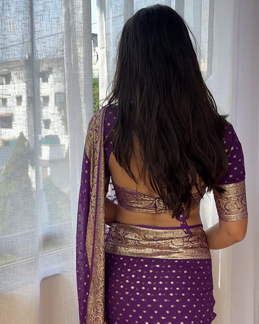 Purple Color Pure Georgette Viscose Saree