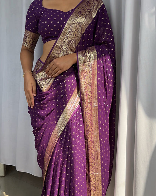 Purple Color Pure Georgette Viscose Saree
