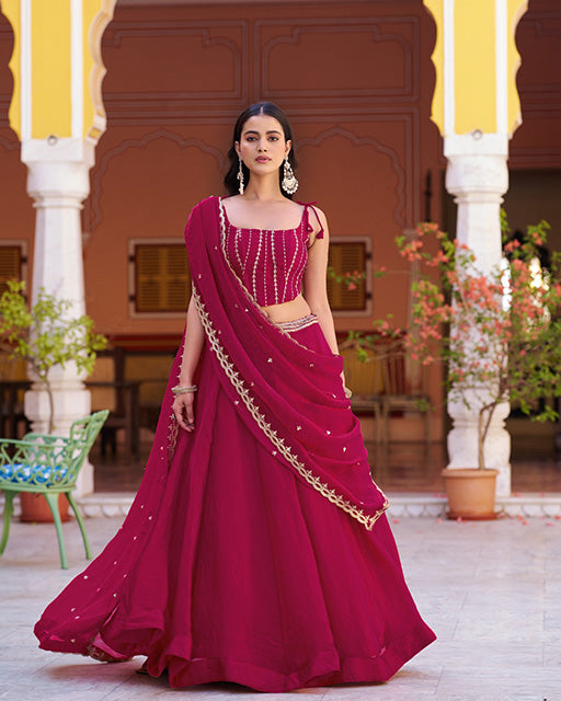 Rani pink Color Fendi Embroidered Lehenga Choli