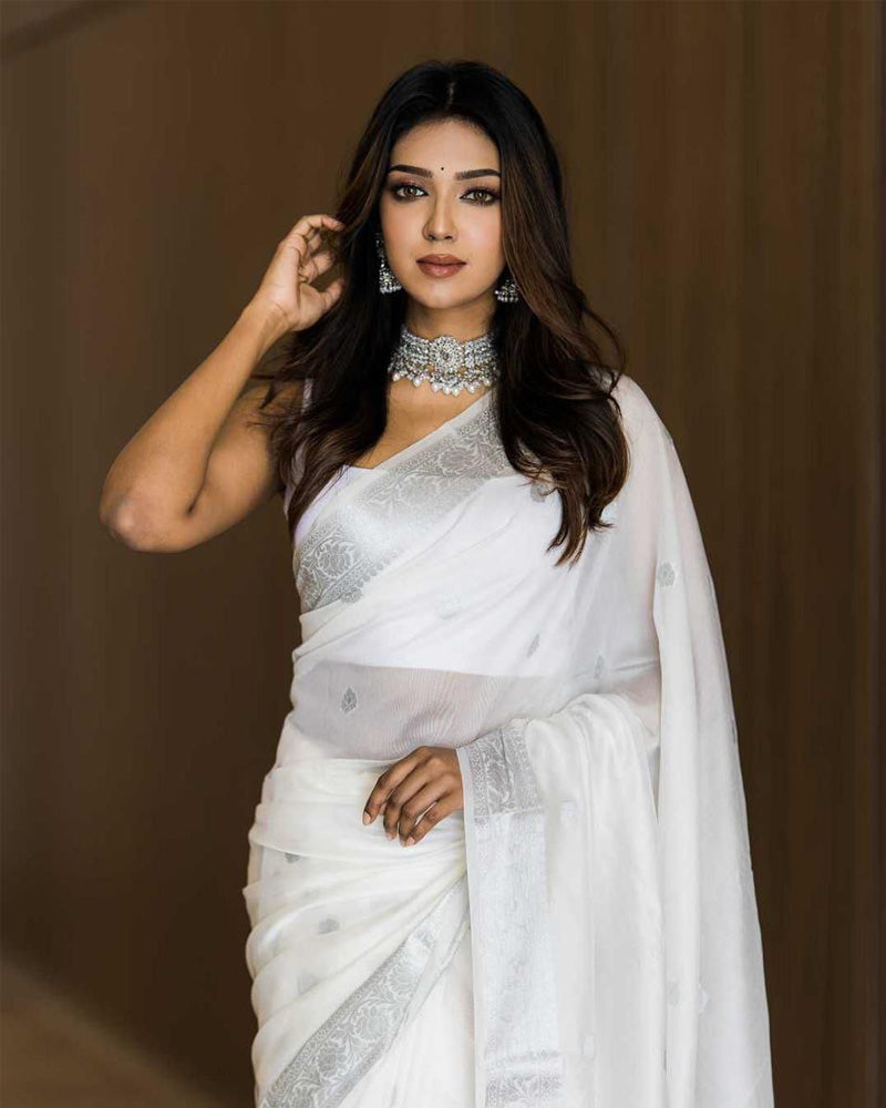 White Color Soft Cotton Saree