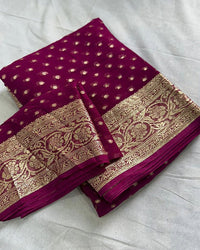 Purple Color Pure Georgette Viscose Saree