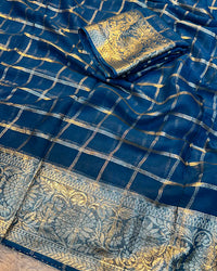 Brown Color Viscose Georgette Chex Saree