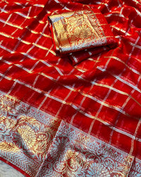 Brown Color Viscose Georgette Chex Saree