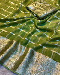 Brown Color Viscose Georgette Chex Saree