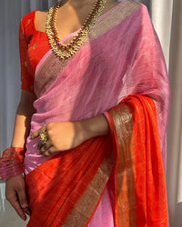 Baby Pink Color 2D Viscose Georgette Shaded Saree