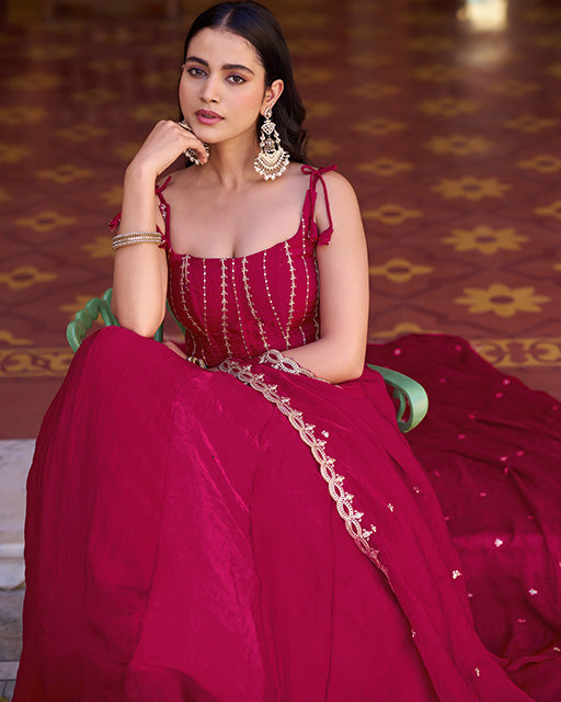Rani pink Color Fendi Embroidered Lehenga Choli