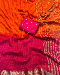 Baby Pink Color 2D Viscose Georgette Shaded Saree
