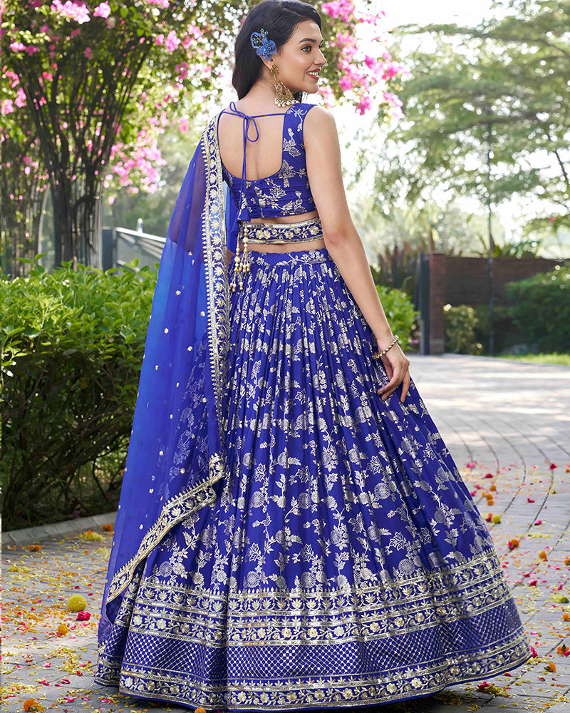 Royal Blue Color Dola Silk Jacquard Lehenga Choli
