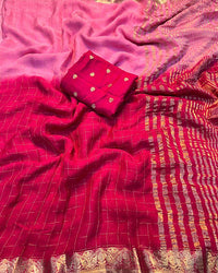 Baby Pink Color 2D Viscose Georgette Shaded Saree