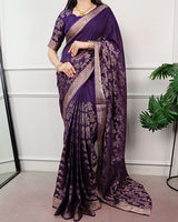 Purple Poly Cotton Zari Weaving Saree