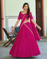 Designer Rani Pink Color Chinon Embroidered Lehenga Choli