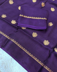 Black Color Viscose Soft Jute Khadi Saree