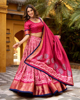 Gajari Color Dola Silk Batik Printed Lehenga Choli