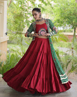 Red Color Bandhani Printed With Rayon Lehenga  Choli
