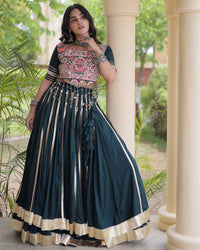 Three Color Rayon With Gota PAtti Work Navratri Lehenga Set