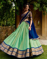 Elegant teal Green Color Kanchipuram Designer Half Saree