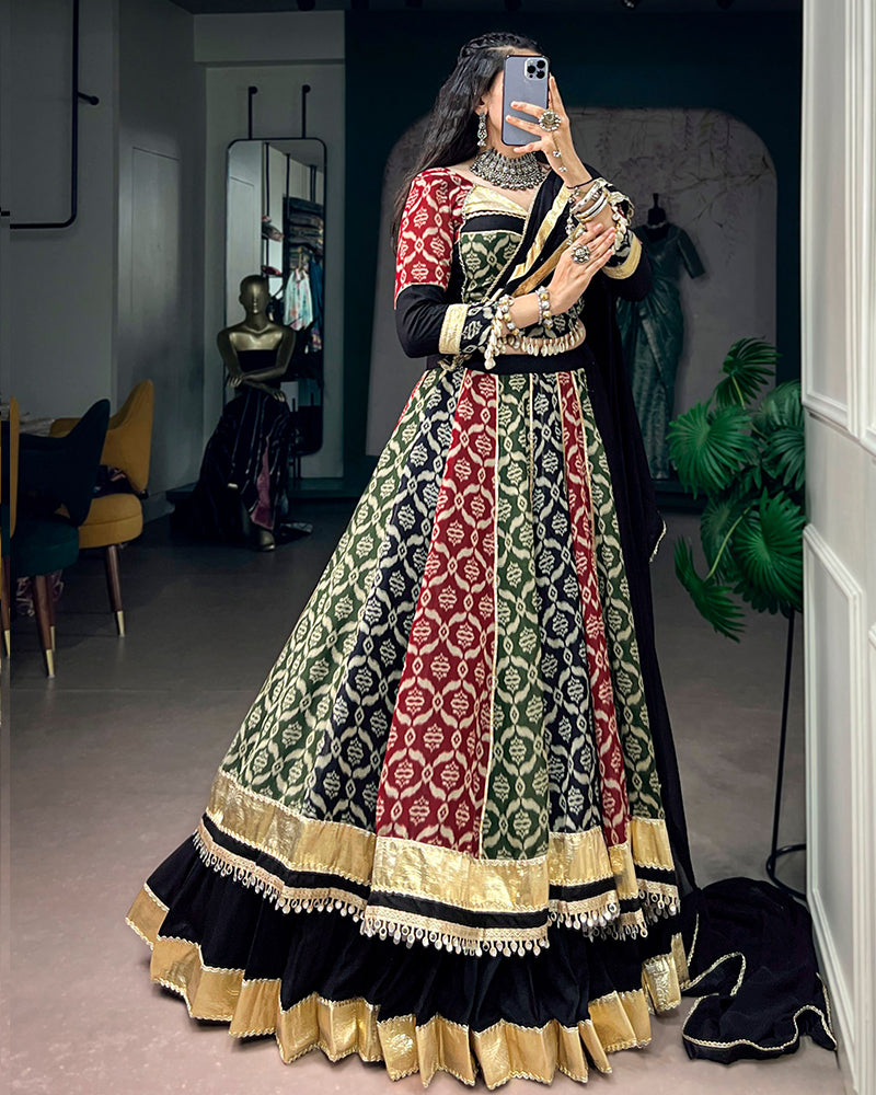 Black Color Pure Rayon Special Navratri Lehenga Choli