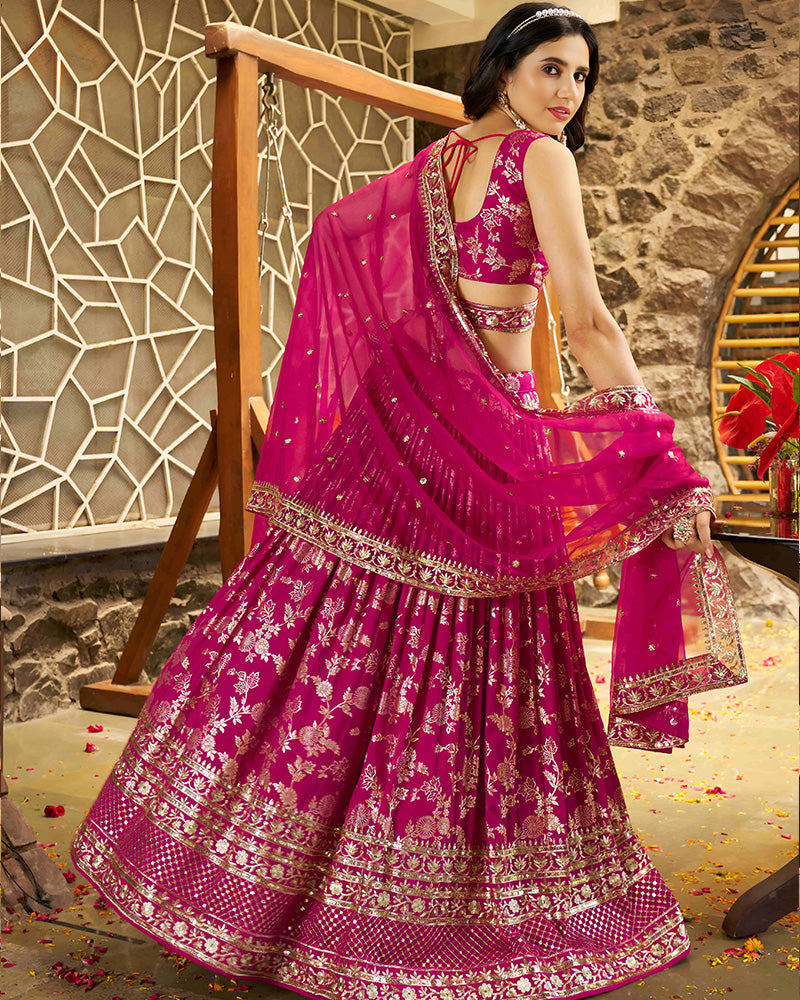 Rani Pink Color Dola Silk Jacquard Lehenga Choli