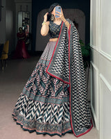 Grey Color Vaishali Silk Gota Patti Lehenga Set