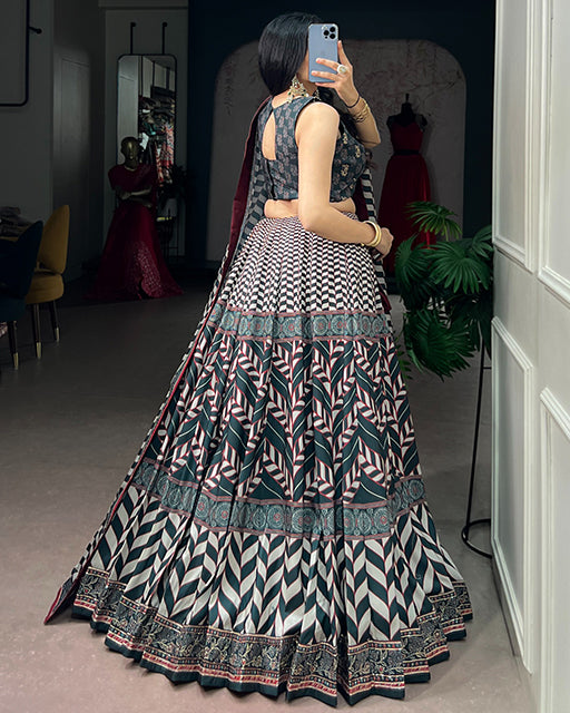 Grey Color Vaishali Silk Gota Patti Lehenga Set