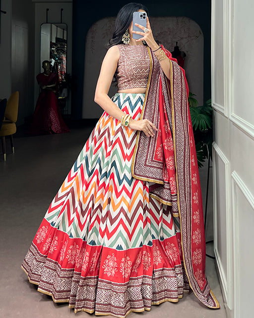 Multi Color Vaishali Silk Gota Patti Lehenga Set