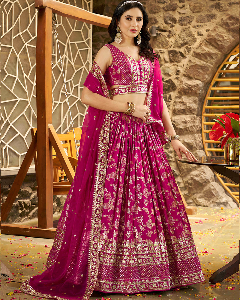 Rani Pink Color Dola Silk Jacquard Lehenga Choli