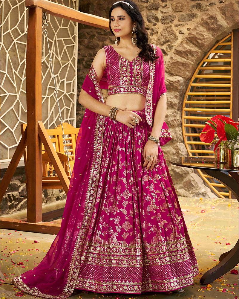 Rani Pink Color Dola Silk Jacquard Lehenga Choli