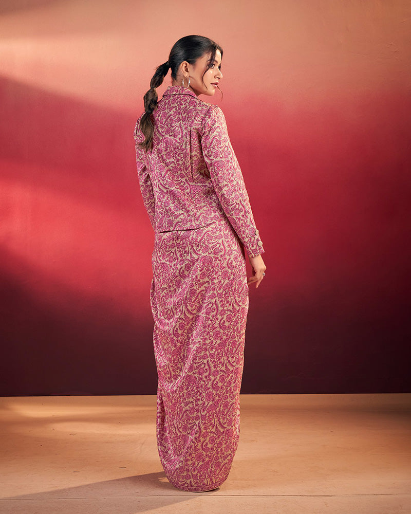 Pink Printed Jacket Style Indo-Western Co-Ord Set
