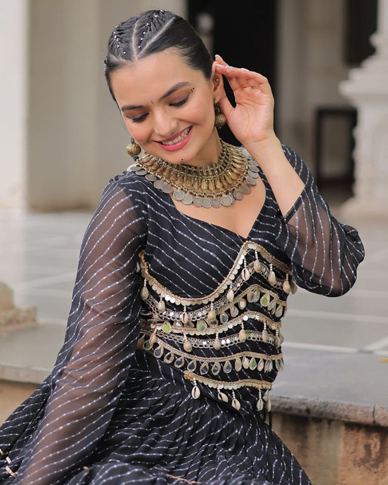 Black Color Soft Georgette Navratri Lehenga Choli