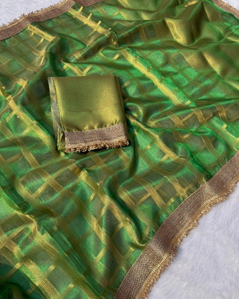 Green Color Banarasi Gharchola Tissue Silk Saree