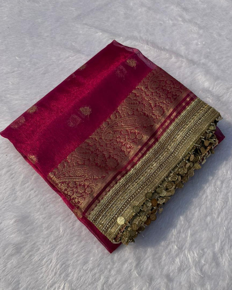 Classic Magenta Color Tissue Silk Saree