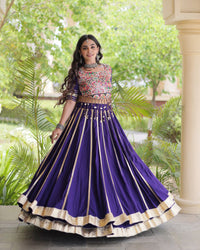 Three Color Rayon With Gota PAtti Work Navratri Lehenga Set