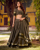 Grey Color Chettinad Cotton Half Saree