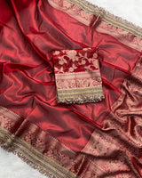 Maroon Color Banarasi Tissue Silk Saree