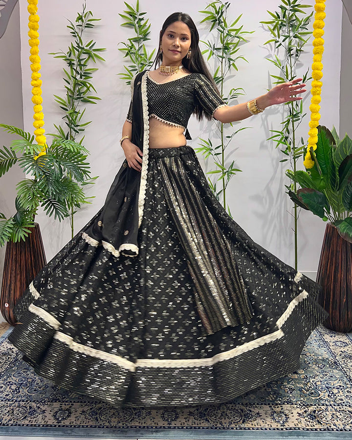 Black Color Designing Georgette Embroidered Lehenga Choli