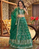 Rama Green Color Dola Silk Jacquard Lehenga Choli