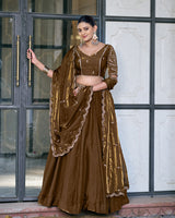 Copper Brown Color Fendi Pastel Lehenga Choli