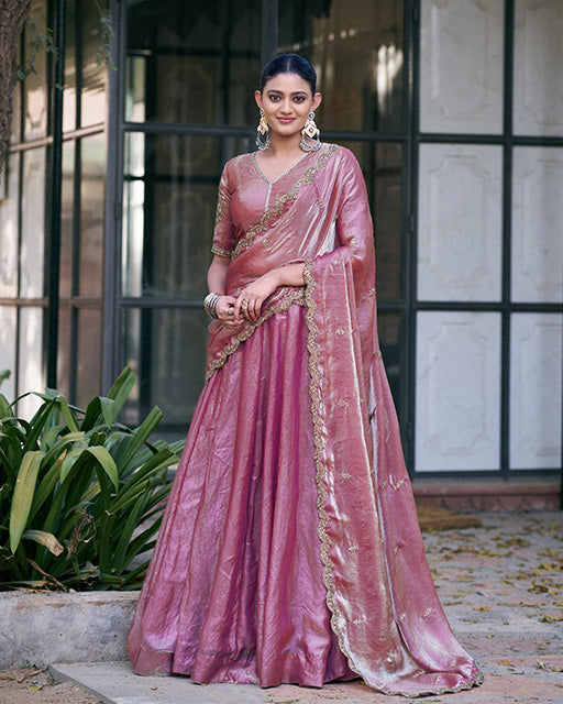 Mauve Pink  Color Fendi Pastel Lehenga Choli