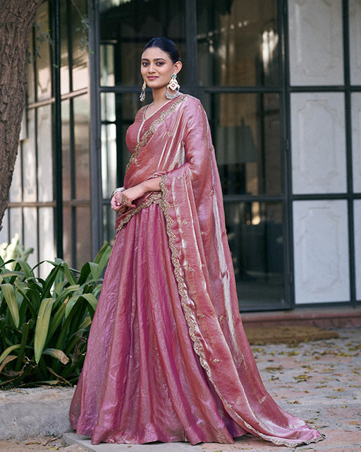 Mauve Pink  Color Fendi Pastel Lehenga Choli