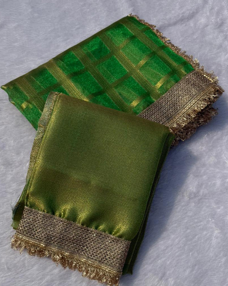 Green Color Banarasi Gharchola Tissue Silk Saree