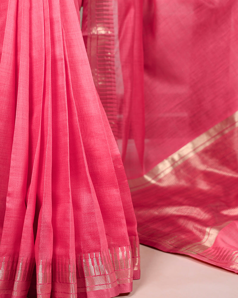 Baby Pink Color Cotton Silk Zari Weaving Saree
