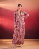 Pink Printed Jacket Style Indo-Western Co-Ord Set
