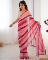 Baby Pink Color Heavy Smooth Chiffon Saree