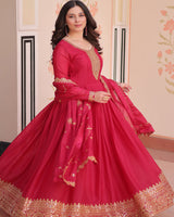 Rani Pink Color Star Georgette Embroidered Gown