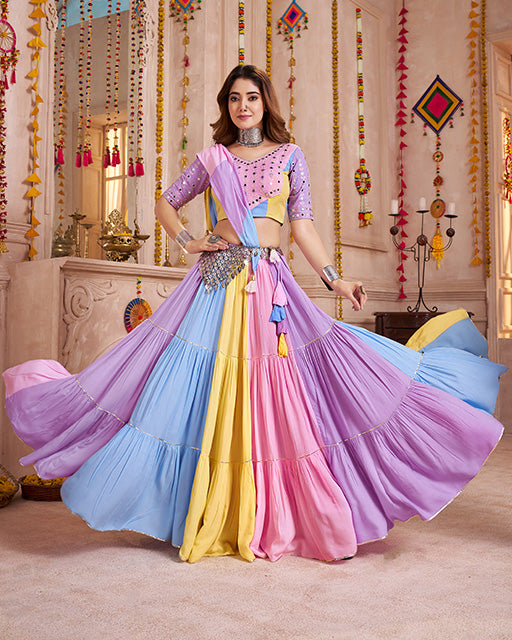 Light Purple Color Viscose Cotton Navratri Chaniya Choli