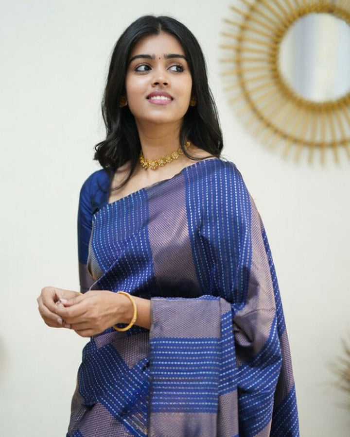Blue color Banarasi Soft Silk Saree